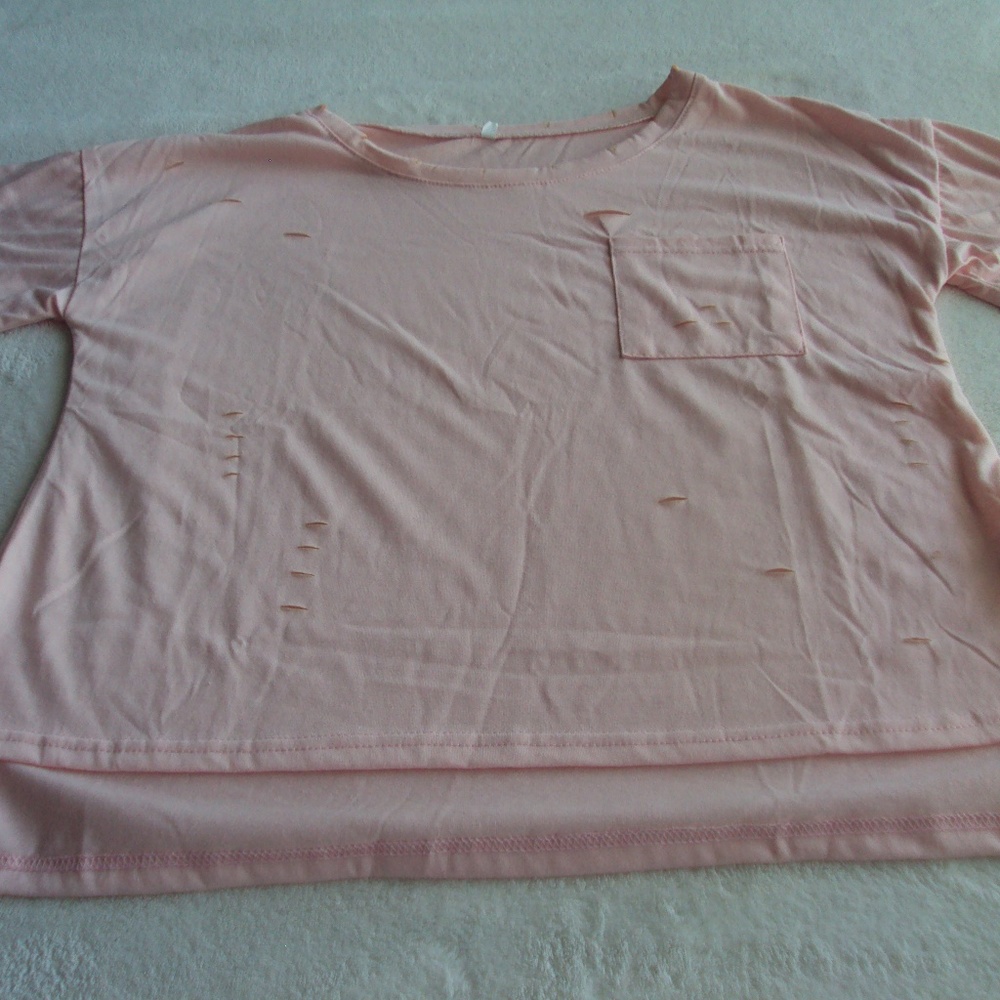 Cropped Pink Cut Up T-Shirt SzXL NWOT's